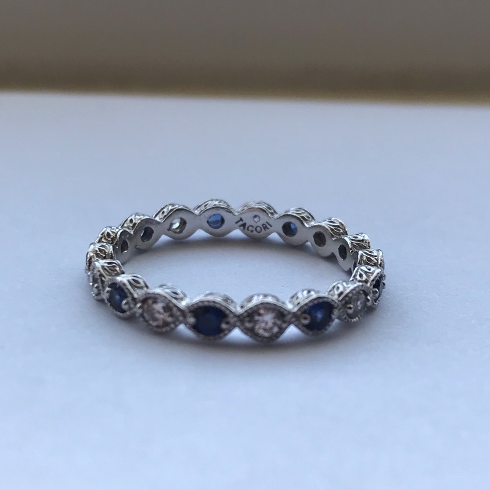 Tacori 925 Sterling Silver CZ Sapphire Ring